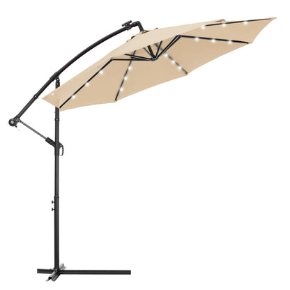 Elegant Udendørs Parasol med LED og Solcellepanel - Vælg mellem 300 cm eller 350 cm