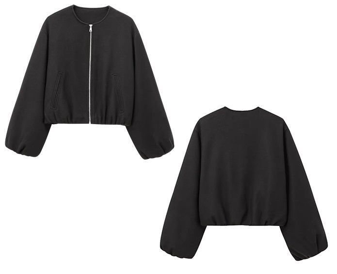 Kort Dame Bomberjakke med Lynlås