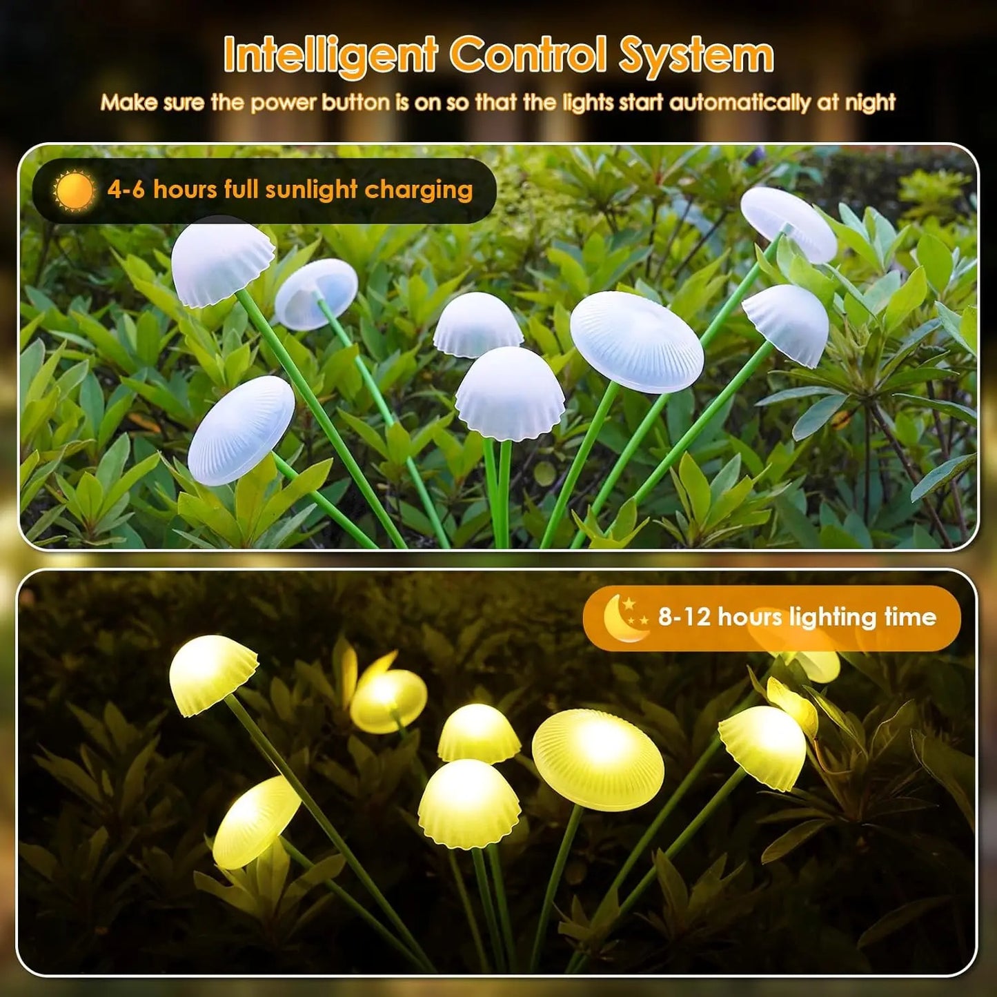 Sød LED-Solcellelampe i Svampe-Design til Udendørs Græsplæner eller Havedekoration