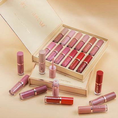 12-Farvet Mat Læbepomade Sæt