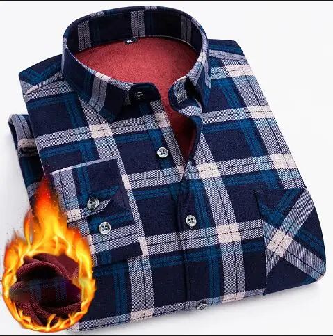 Varm Langærmet Plaid Skjorte (L-5XL)