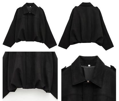 Dame Bomberjakke i Ruskind med Lynlås