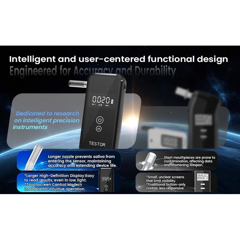 Professionel Bærbar Digital Alkometer med Display