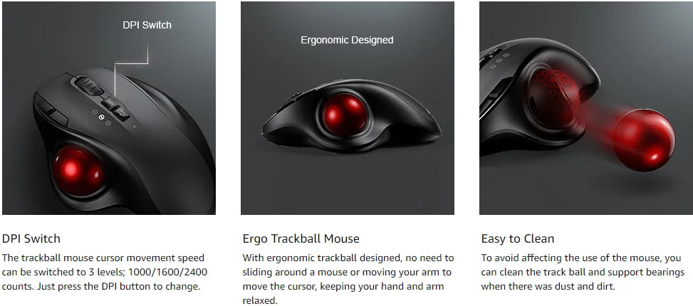 Genopladelig Trådløs Trackball Mus