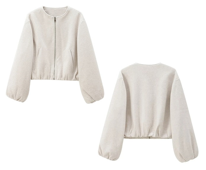 Kort Dame Bomberjakke med Lynlås