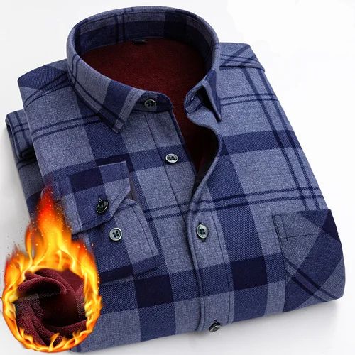 Varm Langærmet Plaid Skjorte (L-5XL)