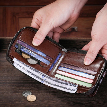 Herre Læder Bifold Pung med RFID-Blokering