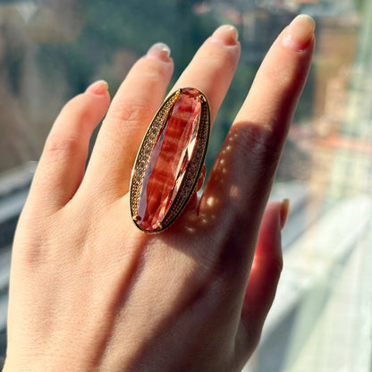 Oval Ring med Farveskiftende Sten til Kvinder