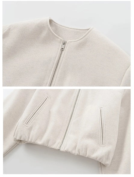 Kort Dame Bomberjakke med Lynlås