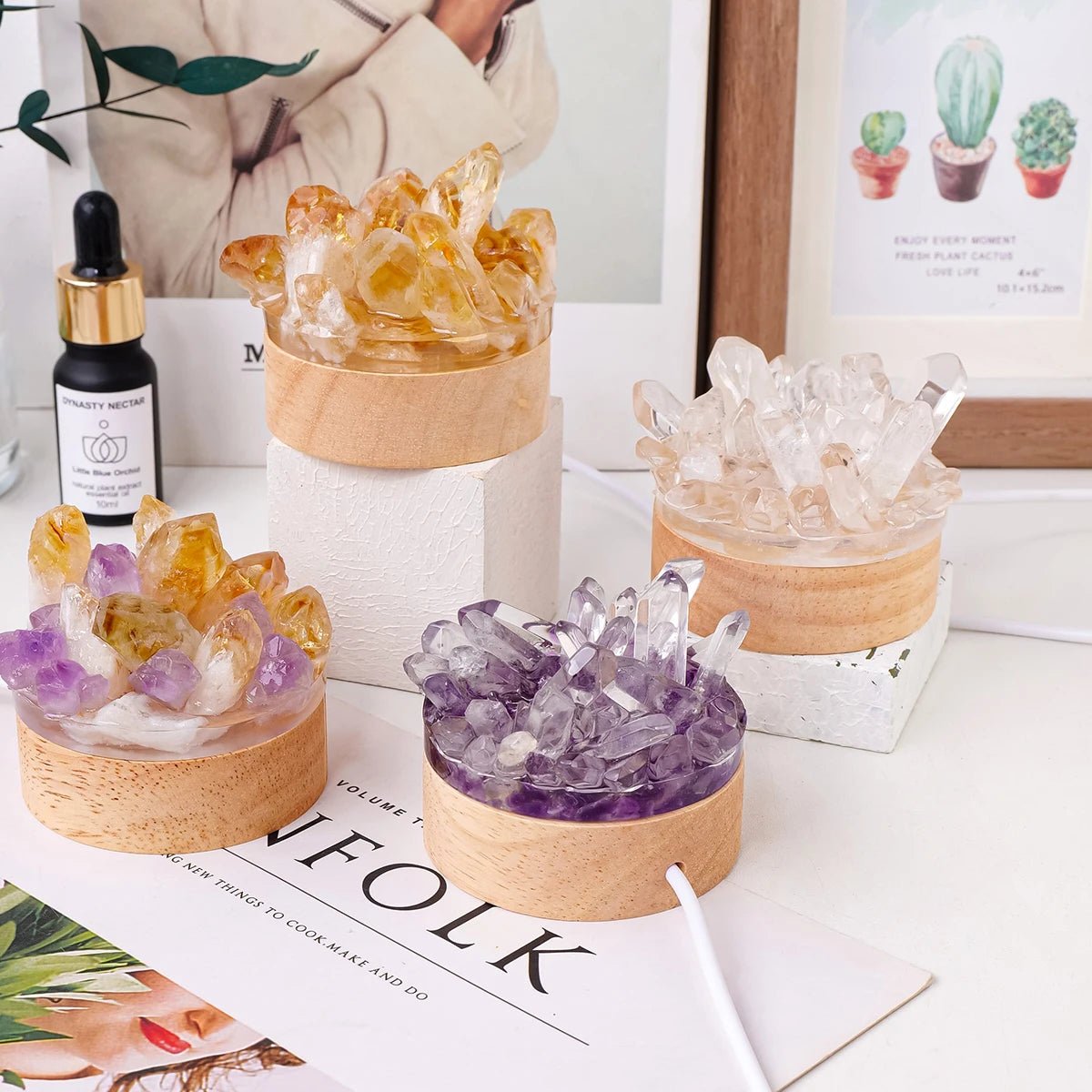 Naturlig Ametyst Krystallampe til Boligindretning