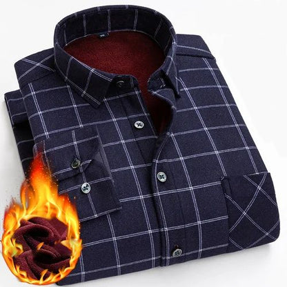 Varm Langærmet Plaid Skjorte (L-5XL)