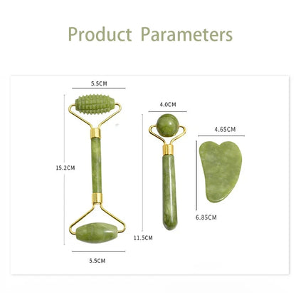 Premium Naturlig Jade Gua Sha-Rulle Til Ansigt Og Hals – Revitalisér, form og berolig din hud med en blid, kølende massage