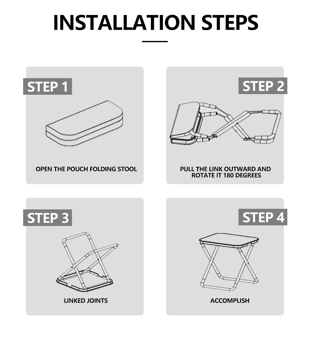 Sammenklappelig Campingskammel med Opbevaringslomme