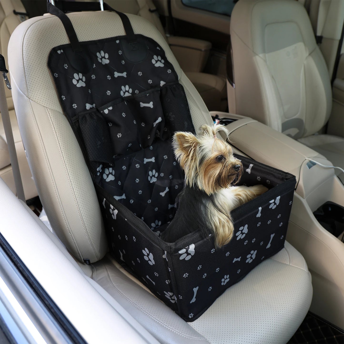 Bærbar Hundeautostol med Opbevaringslommer
