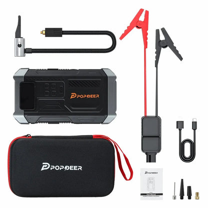 4-i-1 Startbooster til Bil med Luftkompressor og Powerbank