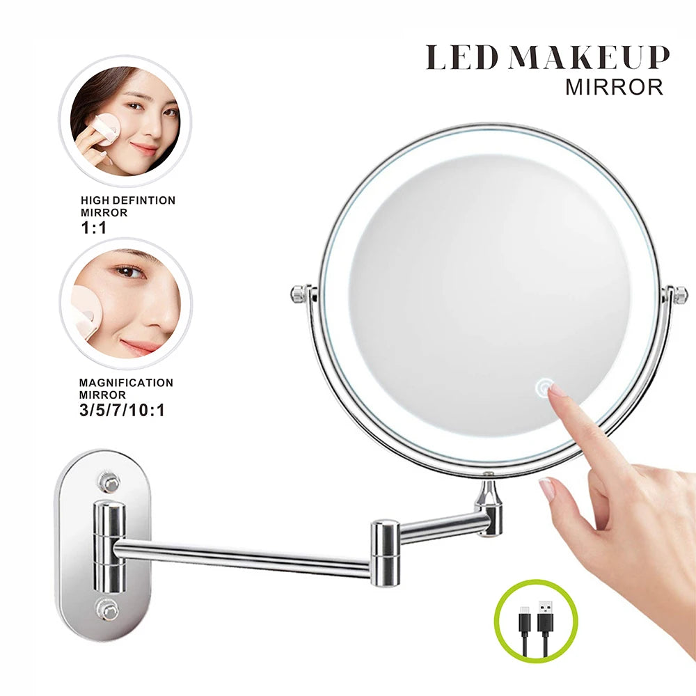 Genopladeligt LED Makeupspejl med Forstørrelse