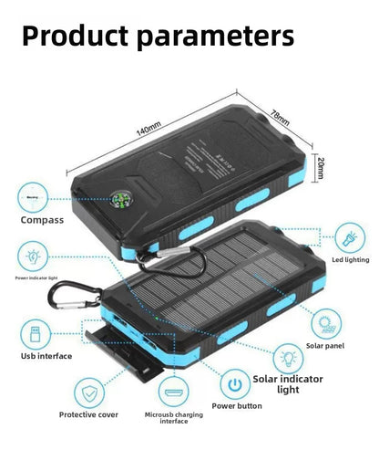 Bærbar Solcelle-Powerbank med Lys