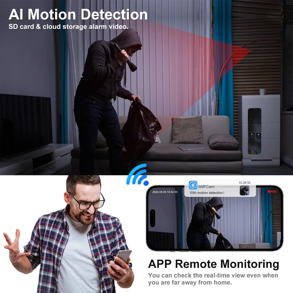 HD 1080P Mini WiFi-sikkerhedskamera med Persondetektion