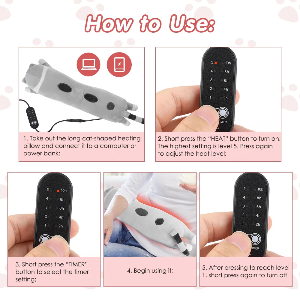 USB-opvarmet Katteplyspude til Menstruationssmerter