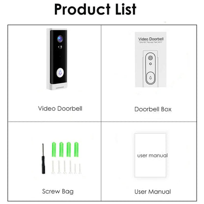 WiFi Dørklokke 1080P Smart Sikkerhedskamera