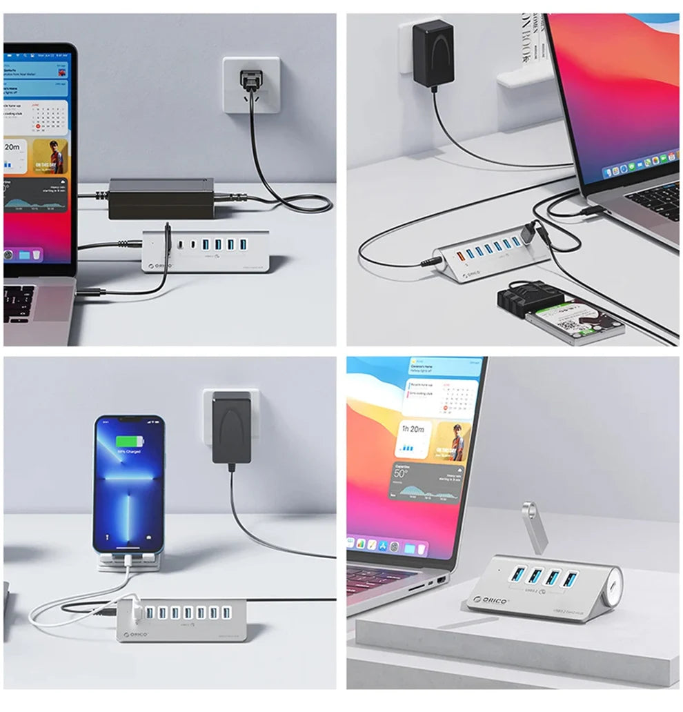 USB C Hub med PD60W Opladning og Flere Porte
