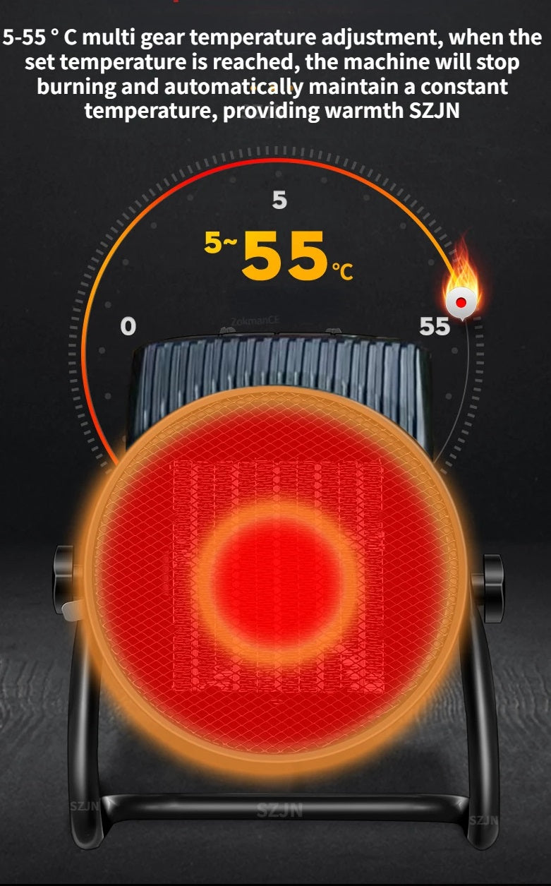 Bærbar Elektrisk Varmer med Blæser og Termostat