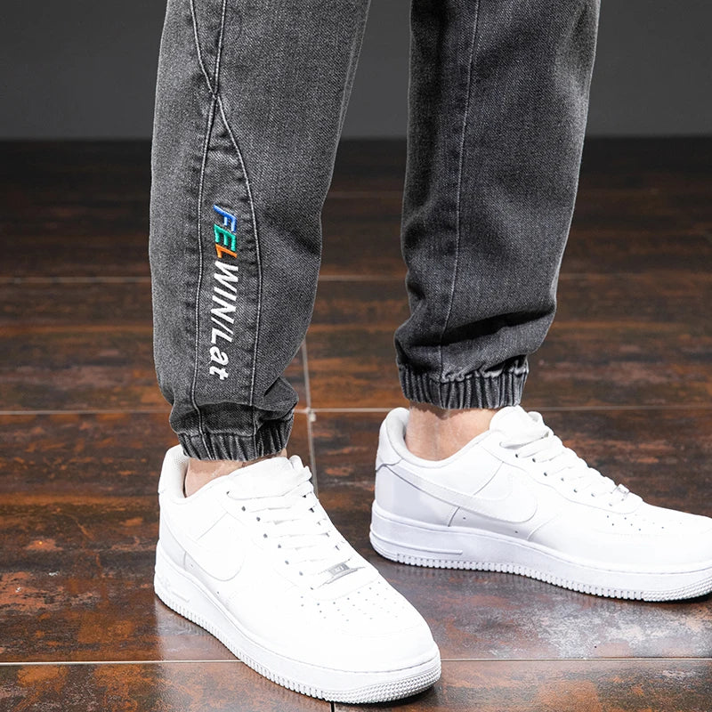 Herre Streetwear Cargo Jeans Sort og Blå