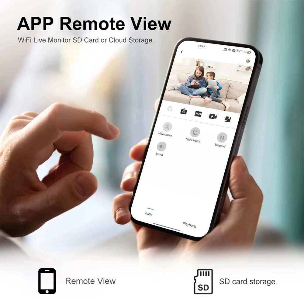 HD 1080P Mini WiFi-sikkerhedskamera med Persondetektion