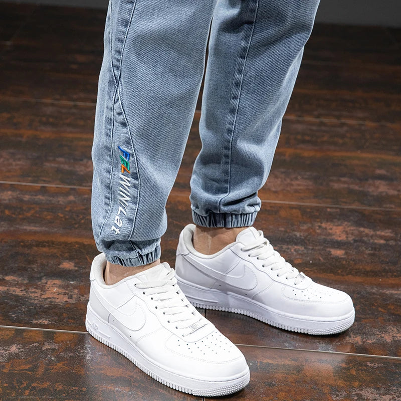 Herre Streetwear Cargo Jeans Sort og Blå