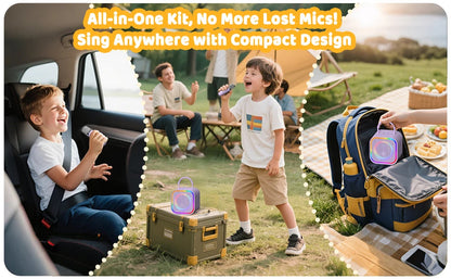 Mini Bluetooth Karaoke Højttaler til Børn med 2 Mikrofoner
