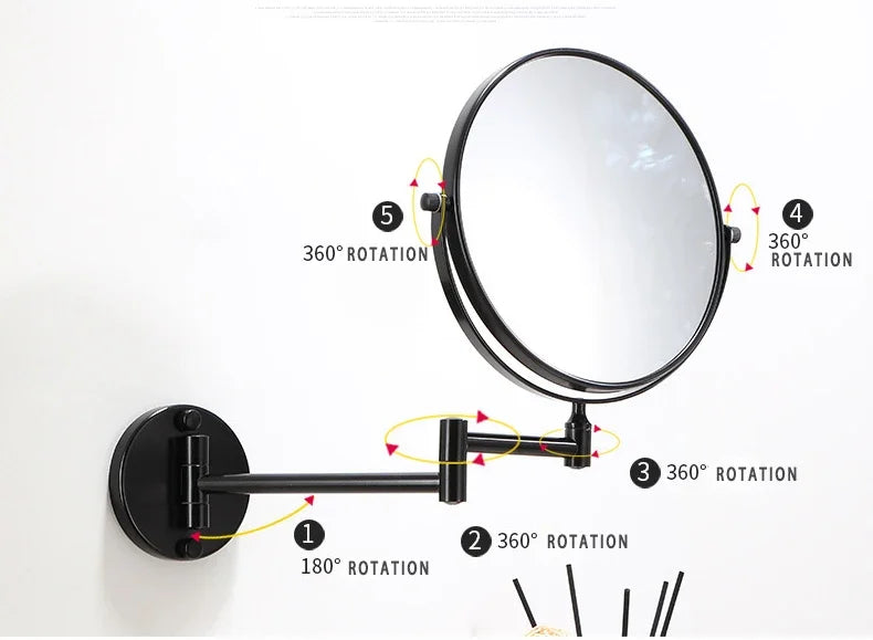 Vægmonteret Dobbeltsidet Makeup Spejl med Forstørrelse