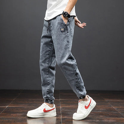 Herre Streetwear Cargo Jeans Sort og Blå
