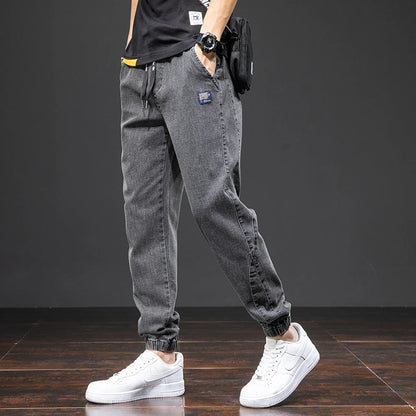 Herre Streetwear Cargo Jeans Sort og Blå