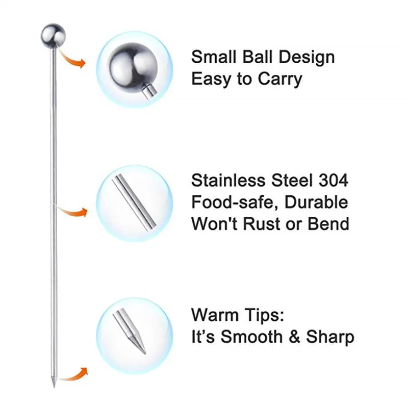 12 stk. Cocktailpinde i Rustfrit Stål til Drikke