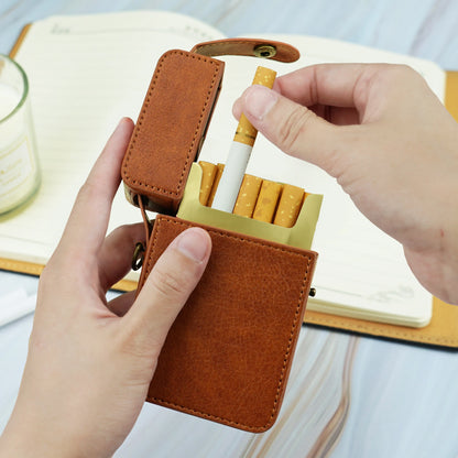 Læder Cigaretetui med Lighterholder