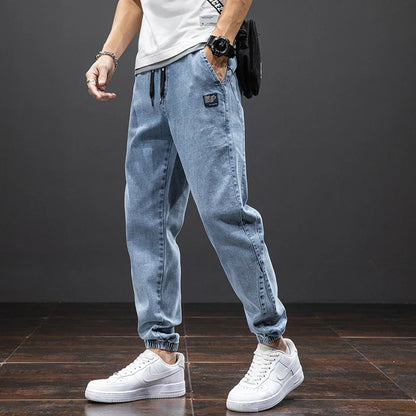 Herre Streetwear Cargo Jeans Sort og Blå