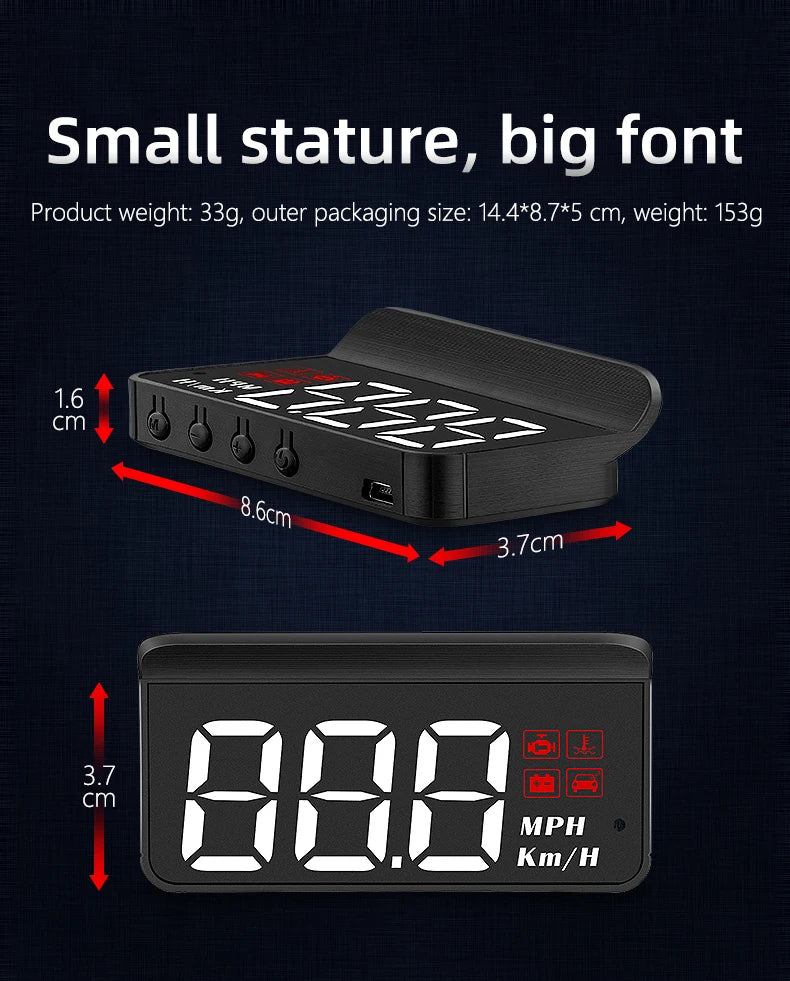 Digital Bil Hastighedometer HUD Display