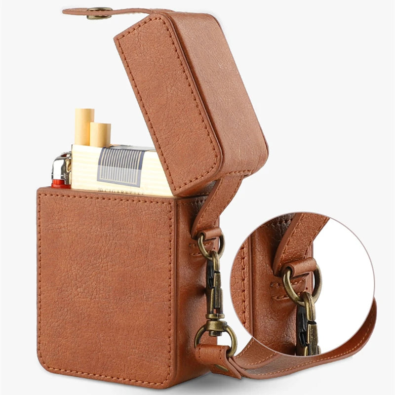 Læder Cigaretetui med Lighterholder