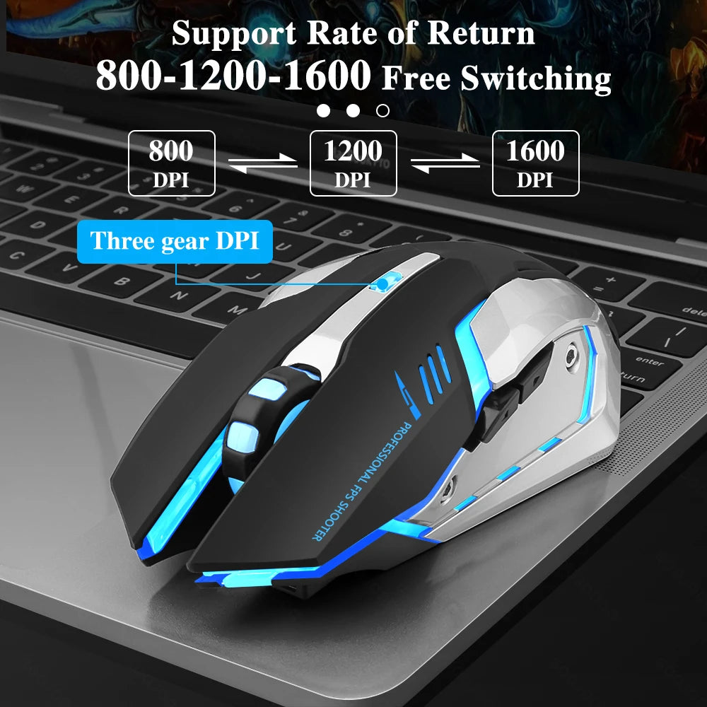 LED Genopladelig Ergonomisk Gaming Mus