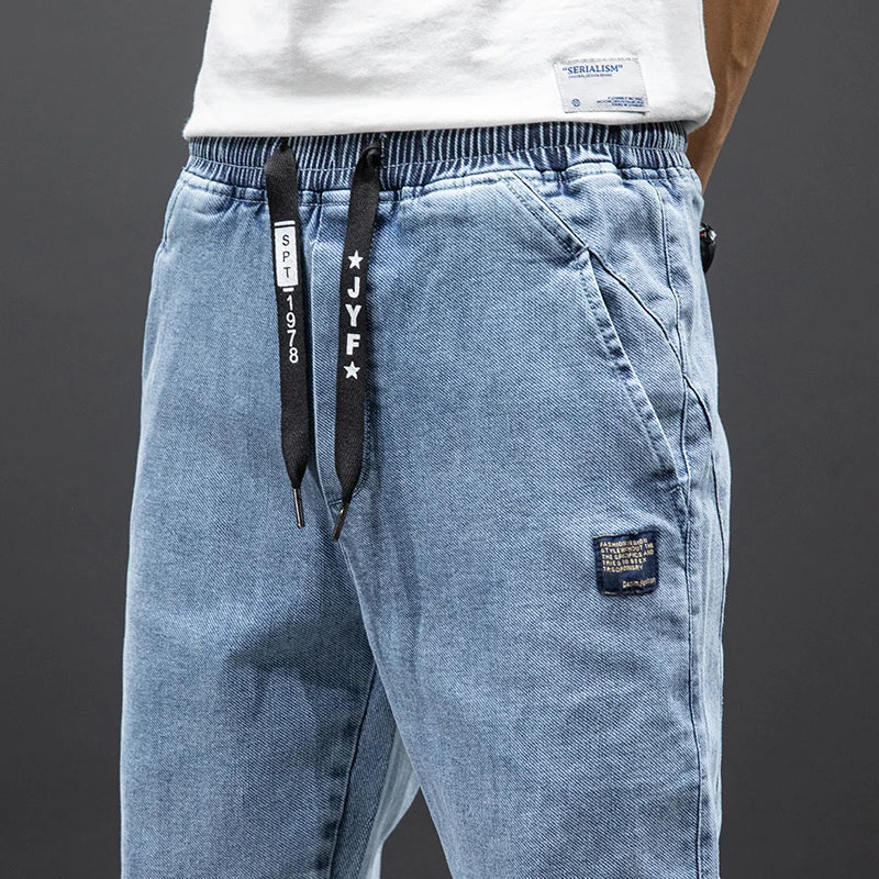 Herre Streetwear Cargo Jeans Sort og Blå