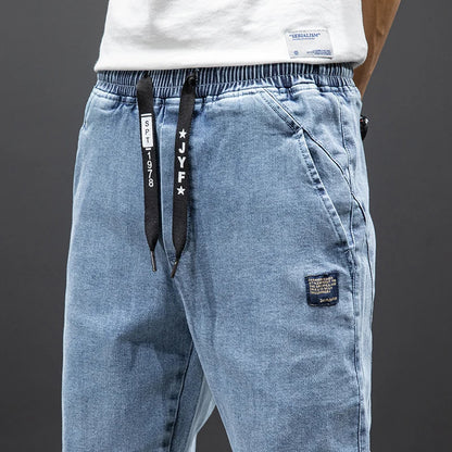 Herre Streetwear Cargo Jeans Sort og Blå