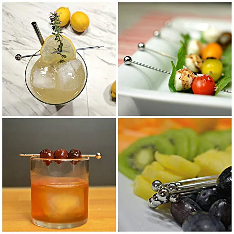 12 stk. Cocktailpinde i Rustfrit Stål til Drikke