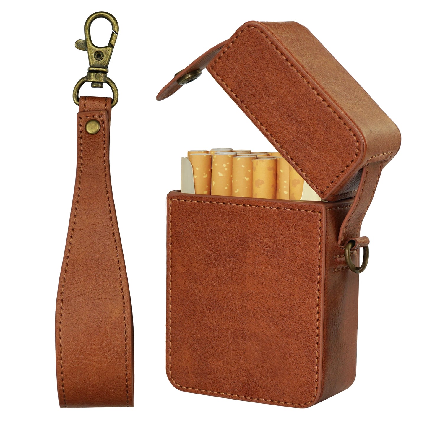 Læder Cigaretetui med Lighterholder