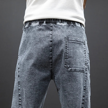 Herre Streetwear Cargo Jeans Sort og Blå