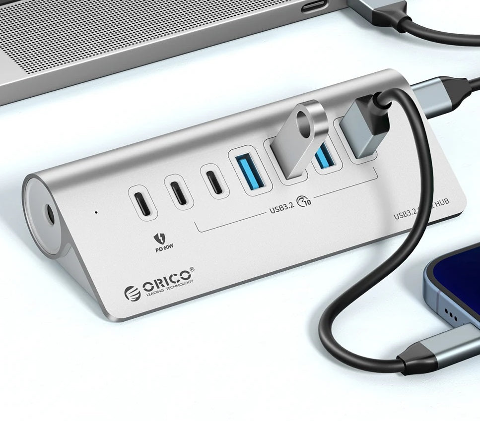 USB C Hub med PD60W Opladning og Flere Porte