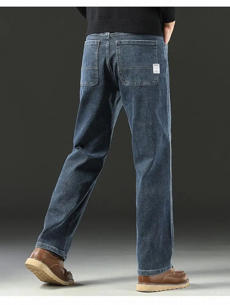 Herre Jeans med Løs Pasform Stretch og Lige Ben