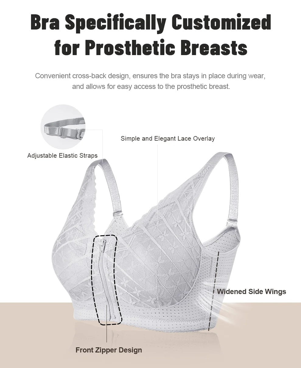 Justerbar Bomulds Mastektomi Bh med Lomme