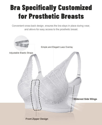 Justerbar Bomulds Mastektomi Bh med Lomme