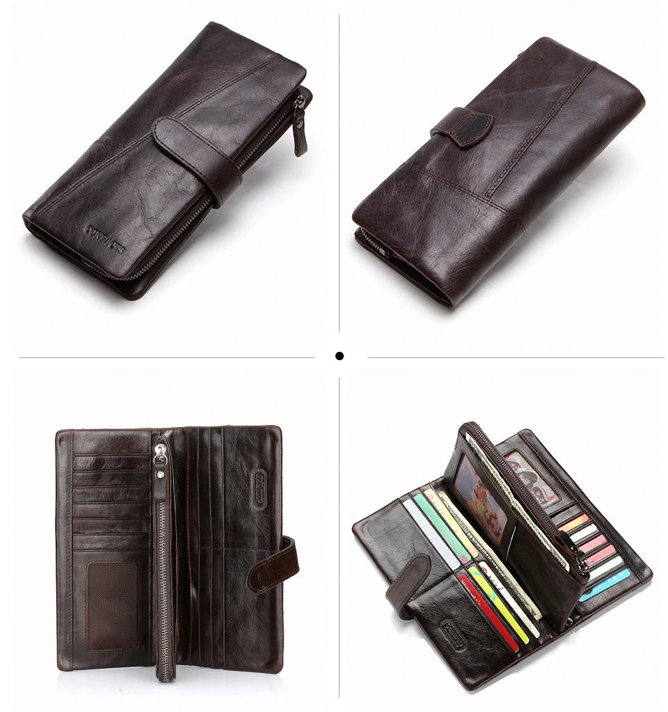 Lang Læderpung med Kortlommer og Møntpung