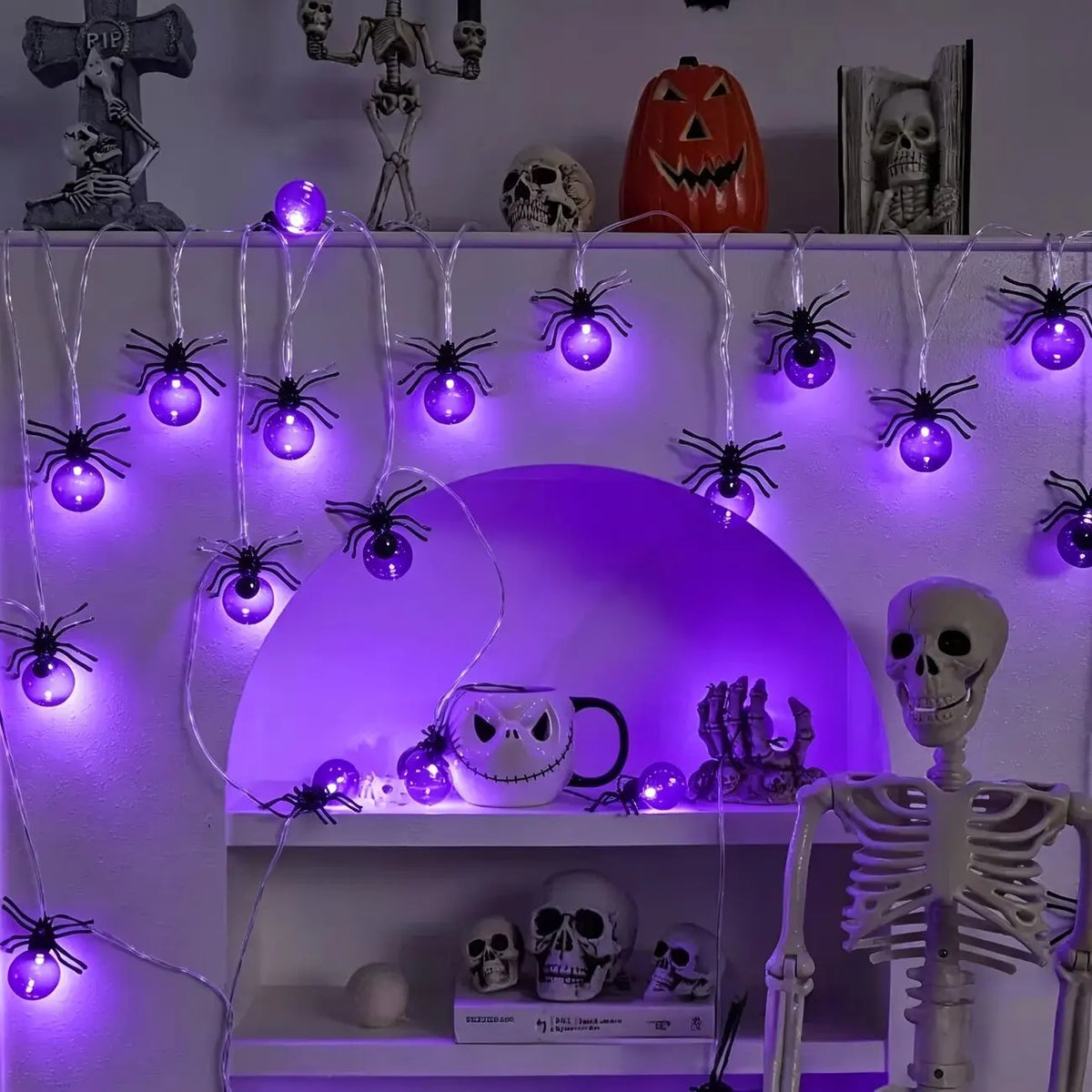 10 LED Spindellys til Halloween